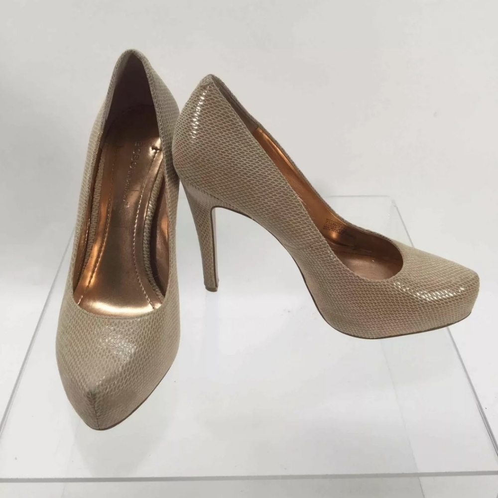 Bcbgeneration Snake Embossed Beige Platform Pumps - image 1